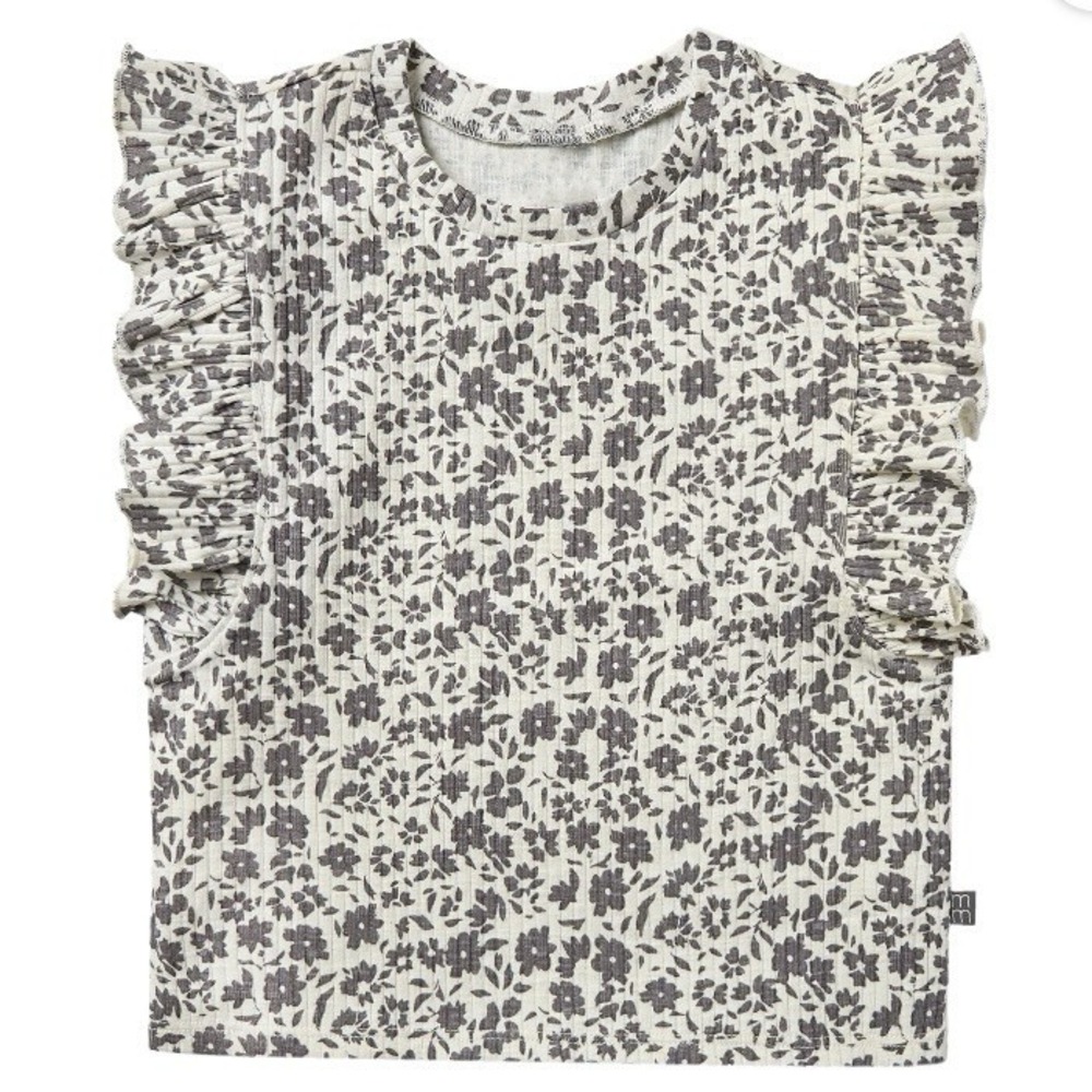 Modern Moments By Gerber Toddler Girl Organic Ruffled Sleeve Top New with Tags